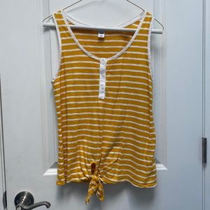 Old Navy Yellow White Striped Knot-Front Tank